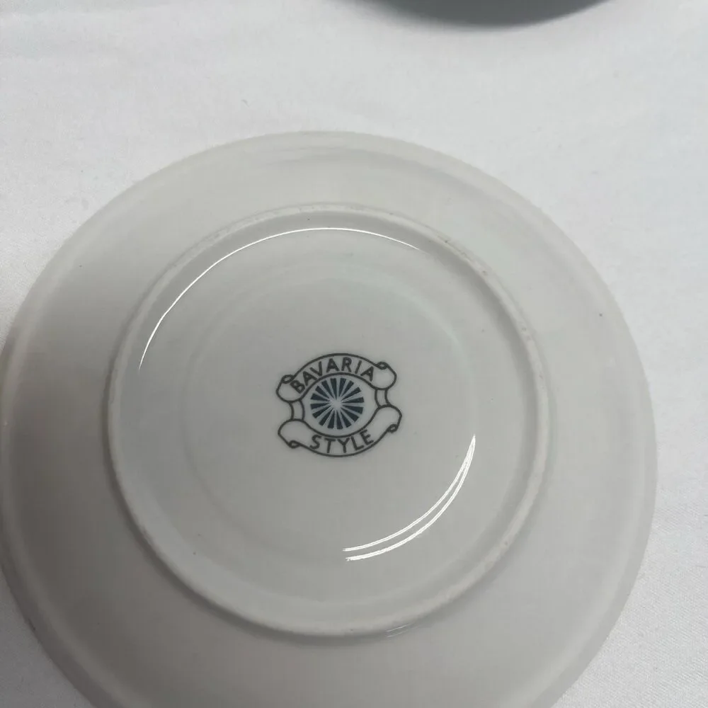 Vintage German Style Set Demitasses Porcelain Tea Espresso MCM Set 6 Cups Saucer